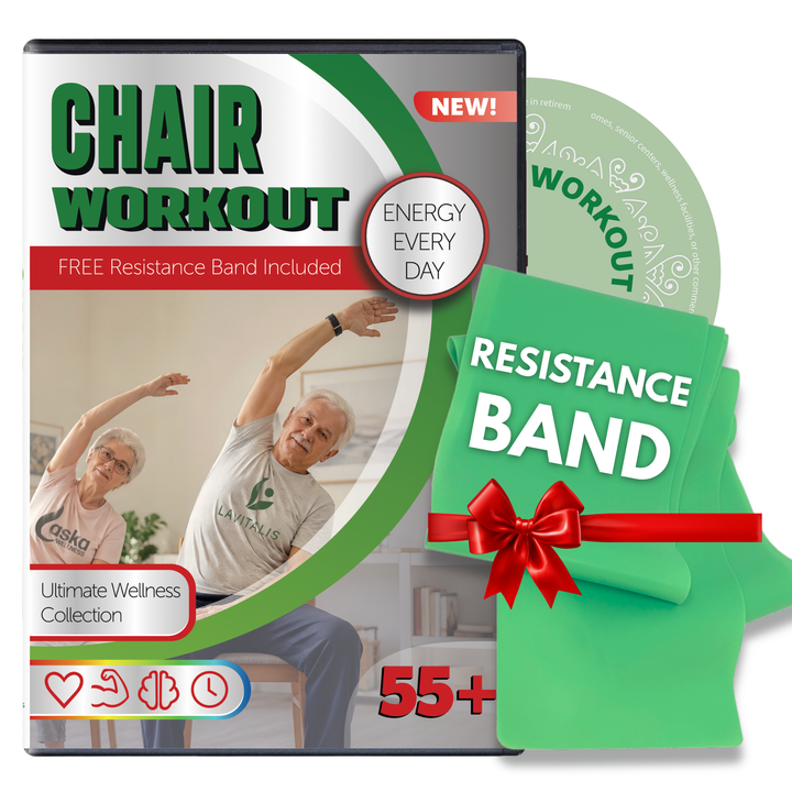 Chair Workout DVD for Seniors 55+ with Resistance Band Included